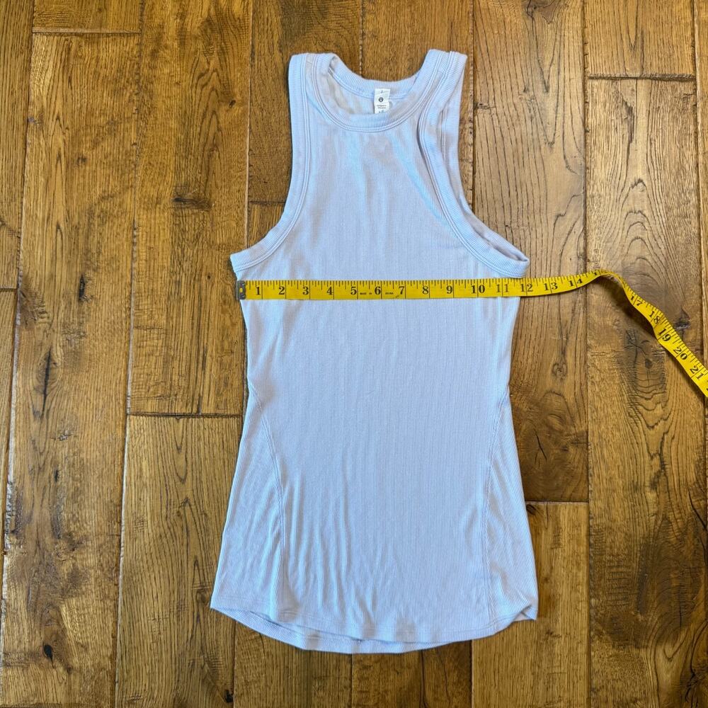 Lululemon Tank Top High Neck Racerback Periwinkle Blue Ribbed Knit Size 2 - Picture 2 of 7
